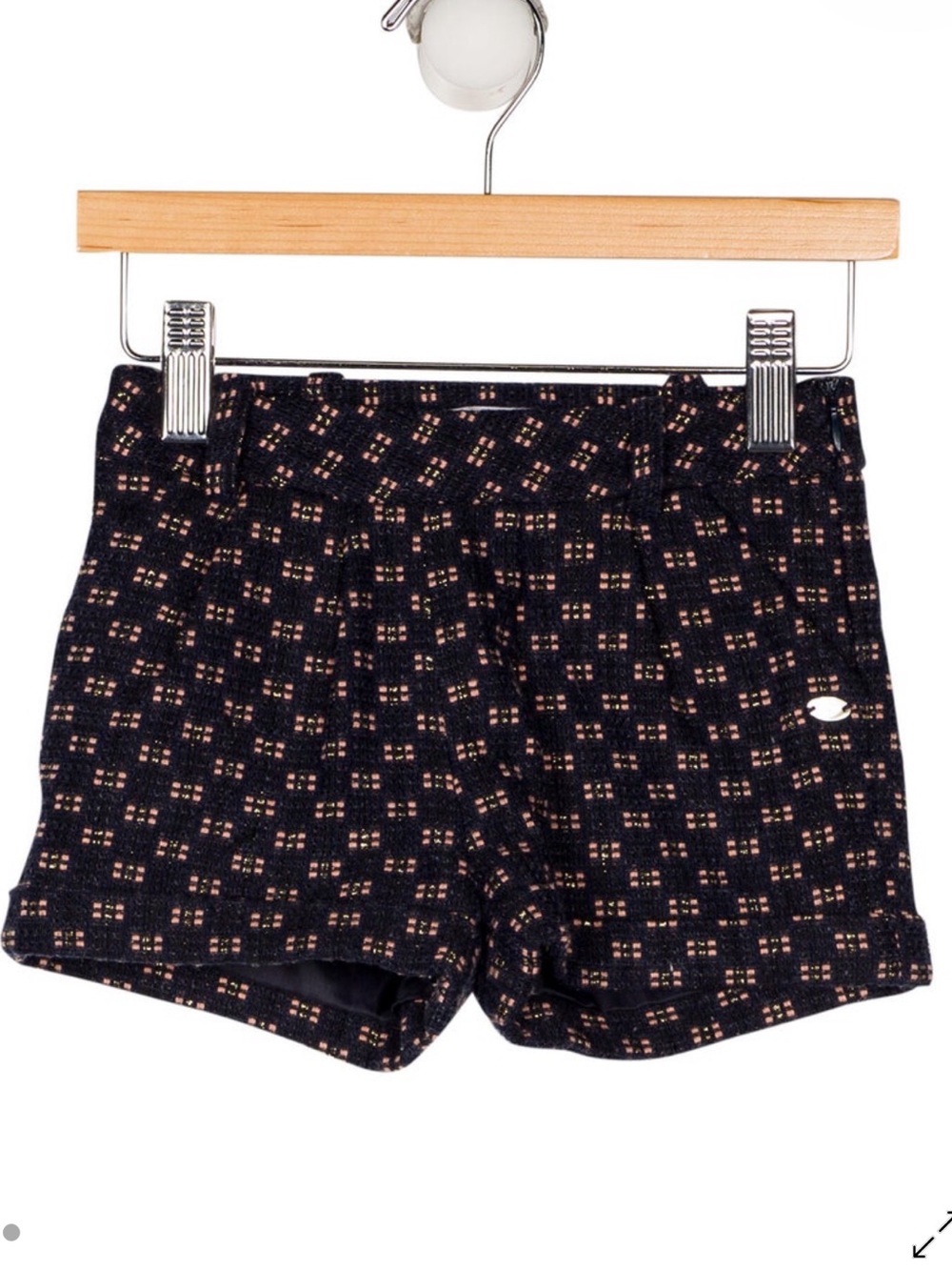 Tartine et Chocolat Black Tweed Shorts with Pink Check